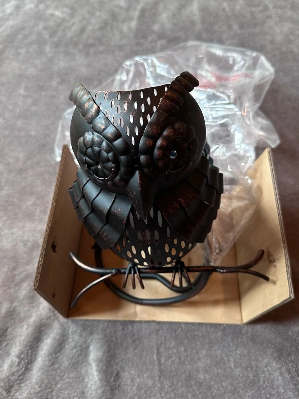 Partylite Metal Owl Decorative Accent - Black with Bronze Highlights